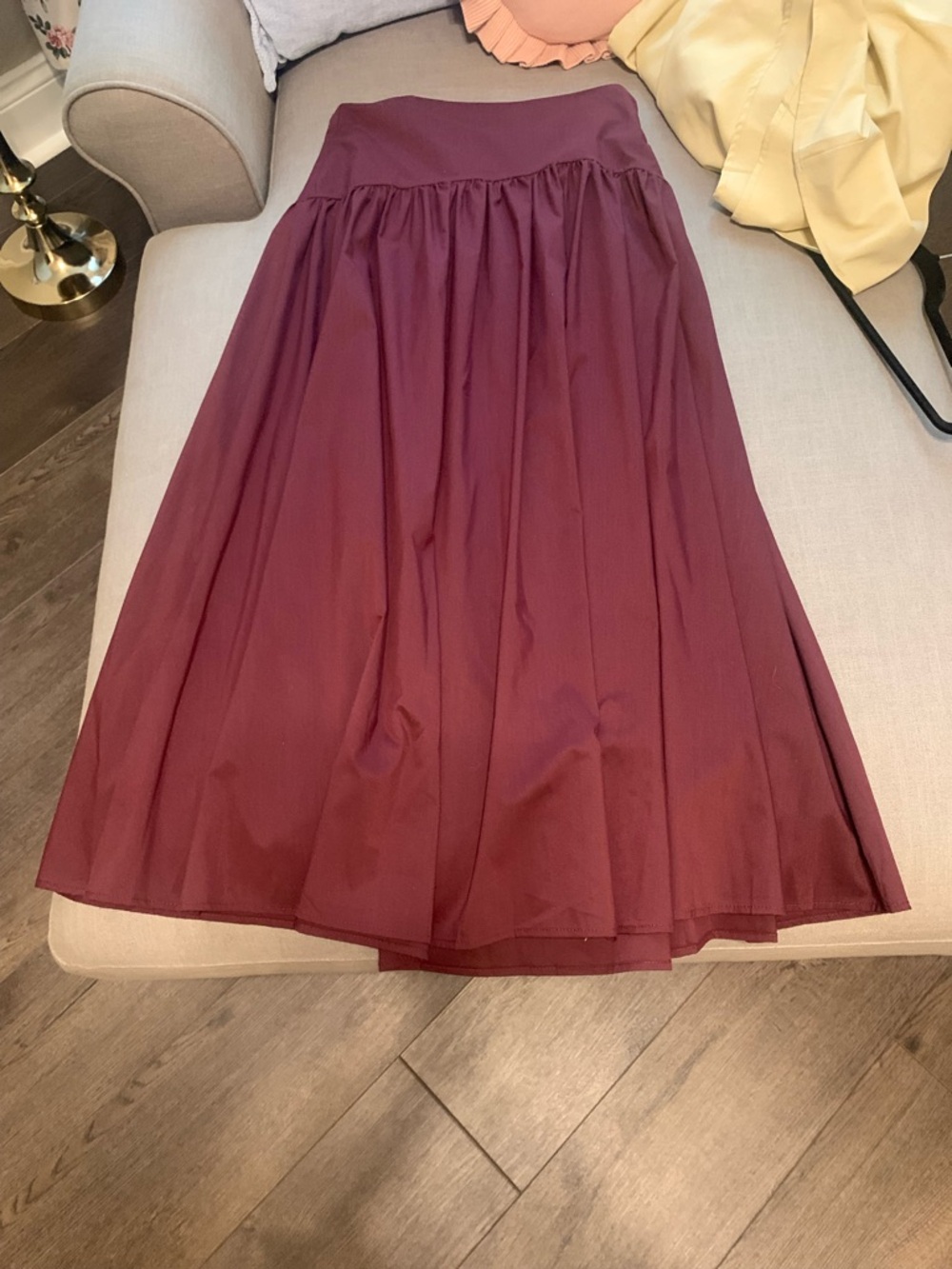 Wine drop waist midi skirt with side zipper
